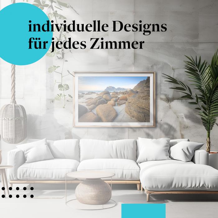 Schlafzimmer Deko: Panoramablick mit "Felsenstrand" Poster